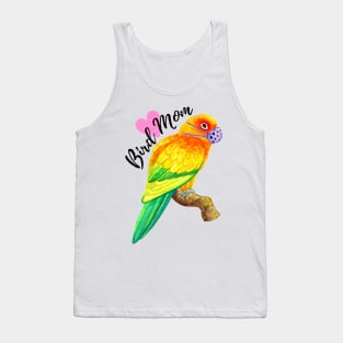 Bird Mom - Sun Conure Wearing Mask Tank Top